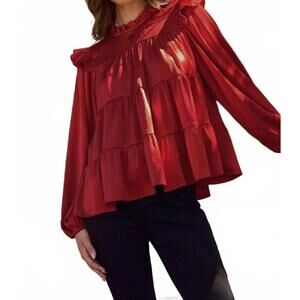 NEW ODDI tiered ruffle top in red